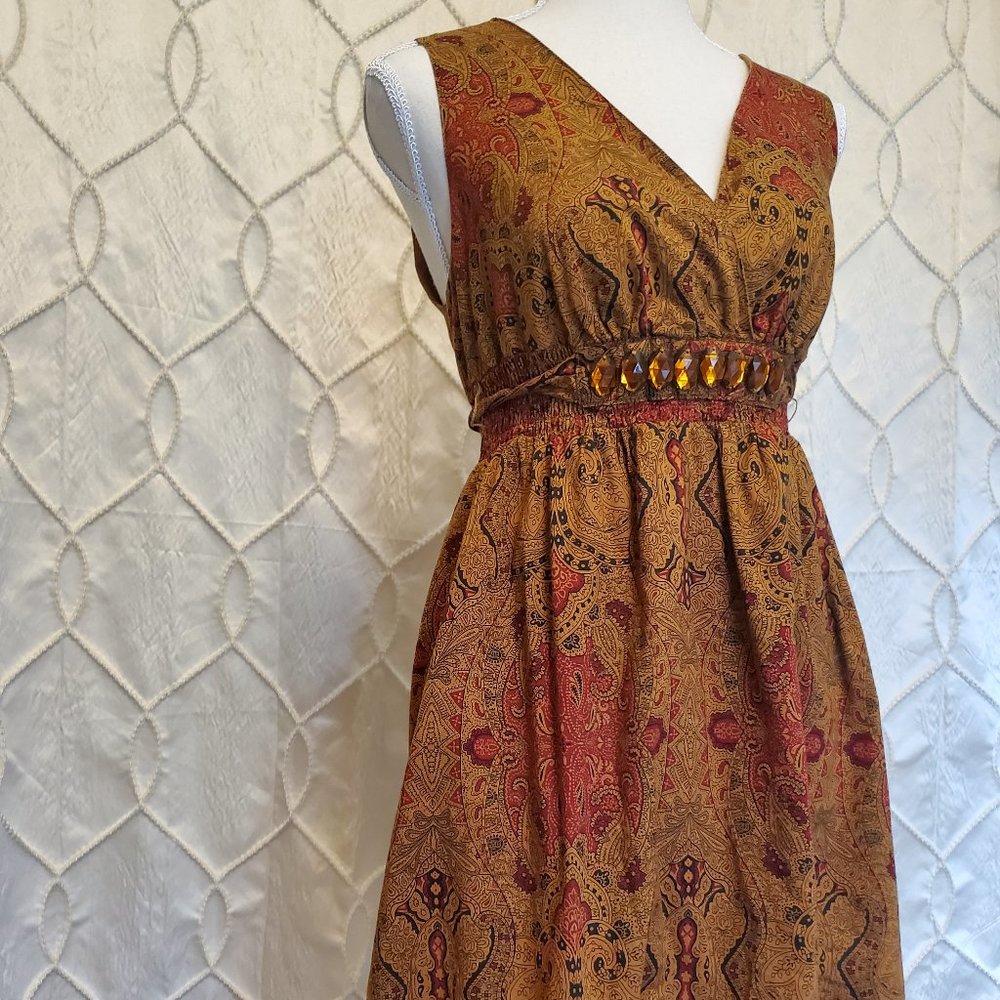 Apt. 9 Paisley Print Dress with Empire Waist and Jewel Accents